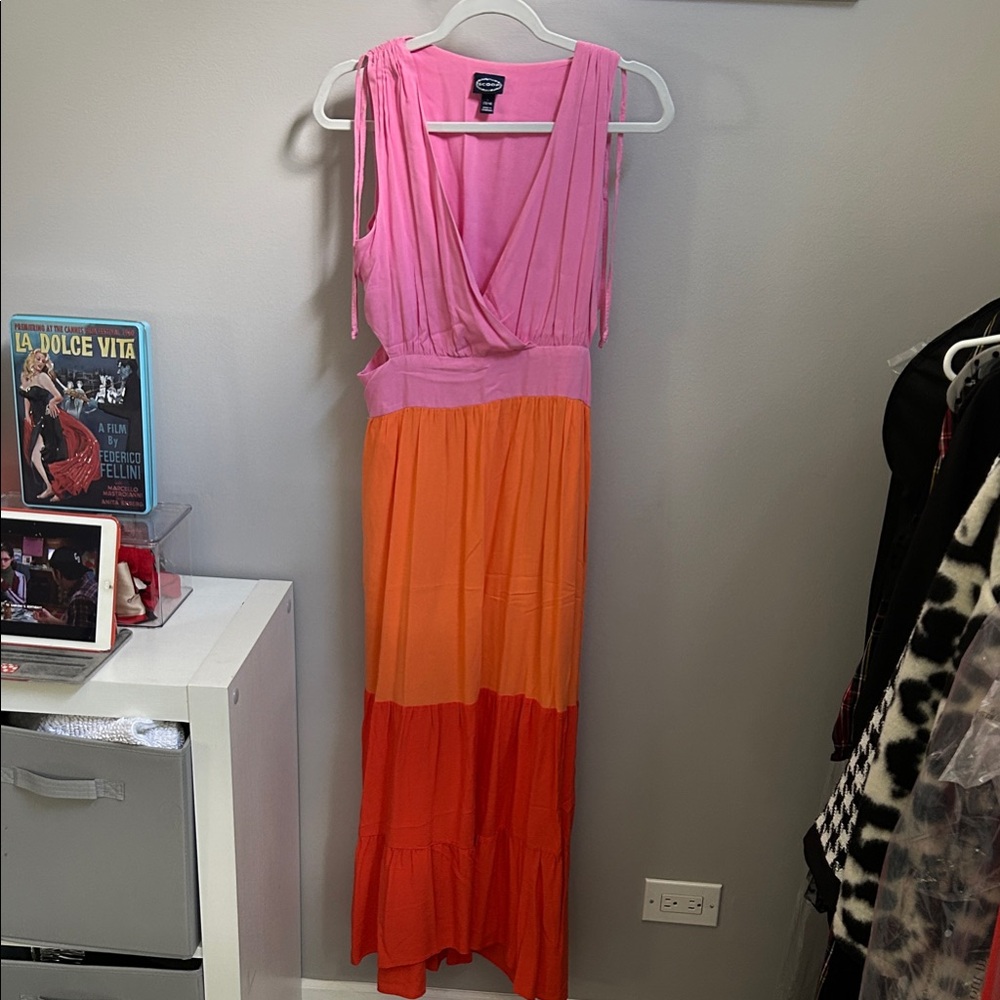 Scoop Pink and Orange Maxi Dress